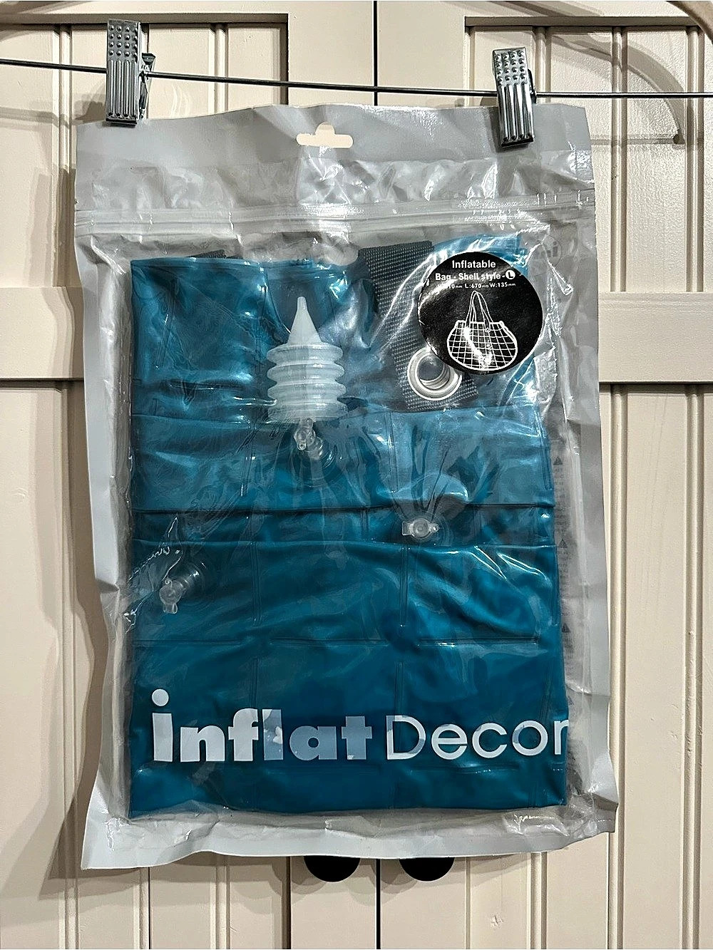 InflatDecor Inflatable Pool/Beach Bag Shell Style-Q Blue NWT